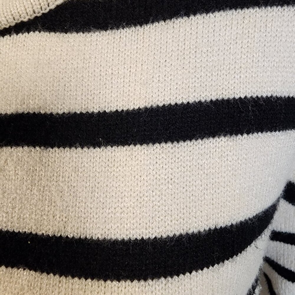LILLUSORY Striped Cardigan Sweater Lady Jacket Gold Buttons Black & Cream Size L - Picture 7 of 13